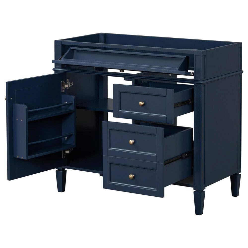 Unbranded 36 in. Bath Vanity Cabinet without Top Sink in Blue with 2 Drawers and a Tip-Out Drawer (NOT INCLUDE SINK) (2)