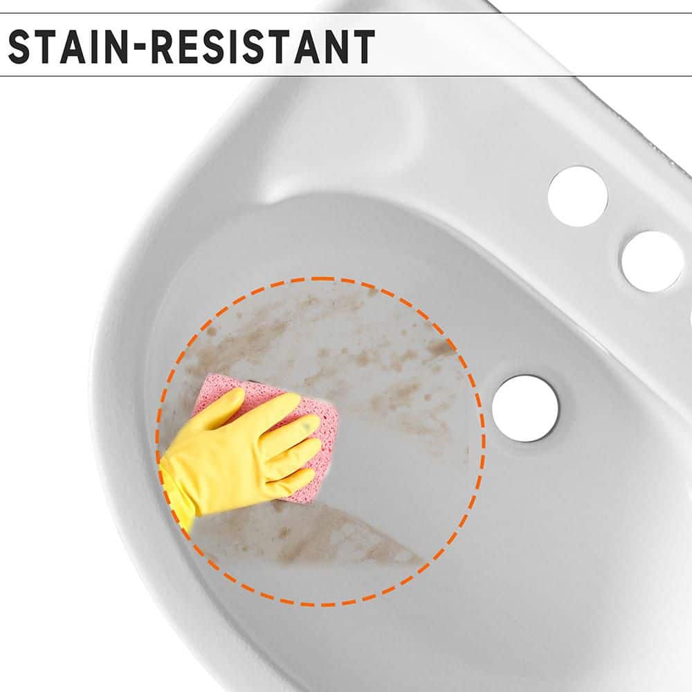 WetBase Pedestal Sink 22 in. W Novelty U-Shape Pedestal Sink Combo in White with Overflow 3 Pre-Drilled Holes Fits 4 in. Faucet (3)