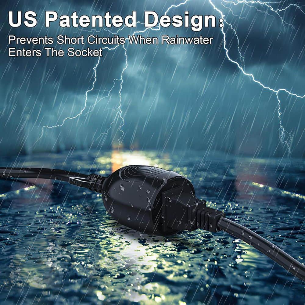Lukyamzn 50 ft. 18AWG/3 Prong Heavy Duty IPX6 Waterproof Cold Weather Fireproof Extension Cord for Indoor/Outdoor Use (3)