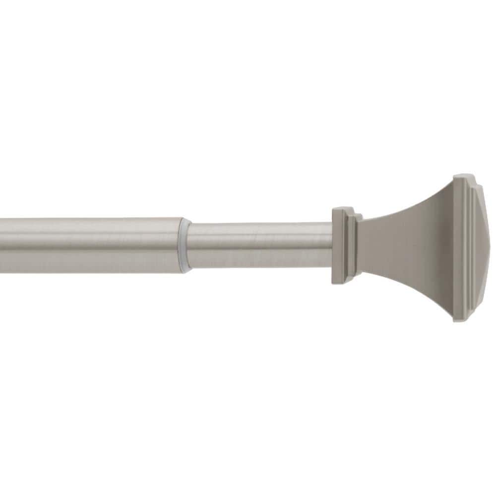 StyleWell 28 in.-48 in. Single Curtain Rod in Brushed Nickel with Square Finial (2)