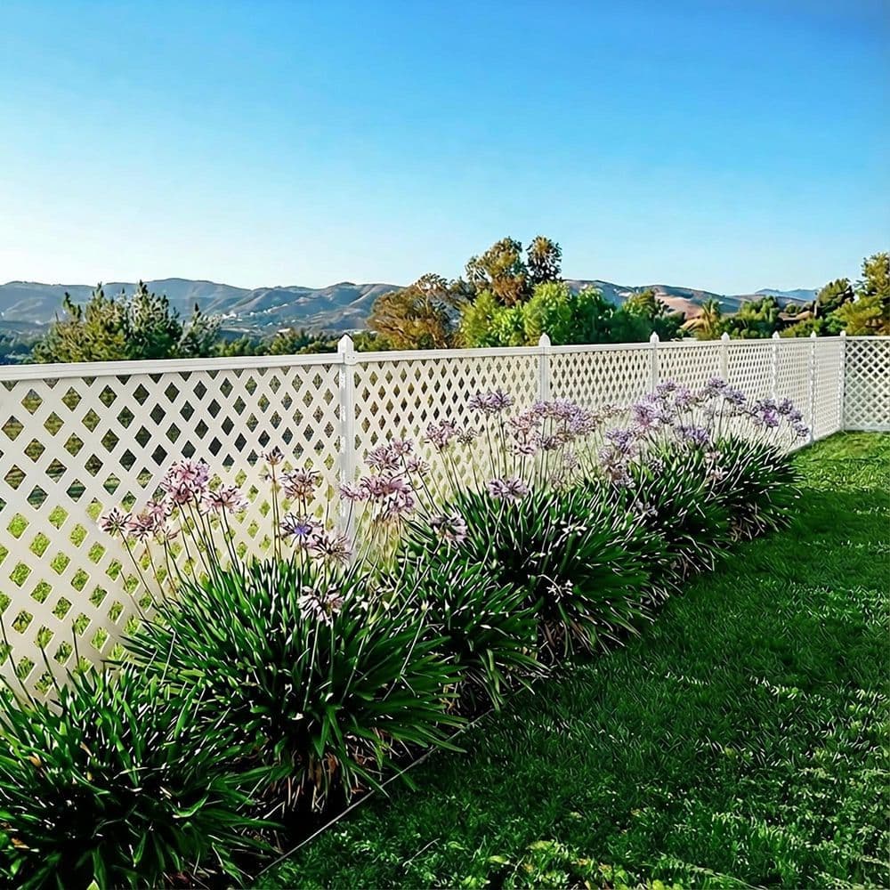 SnapFence Quick Assembly, White PVC Modular In-Ground Trellis Fence Frame Kit, 12 ft. x 4 ft. Frame Only (3)