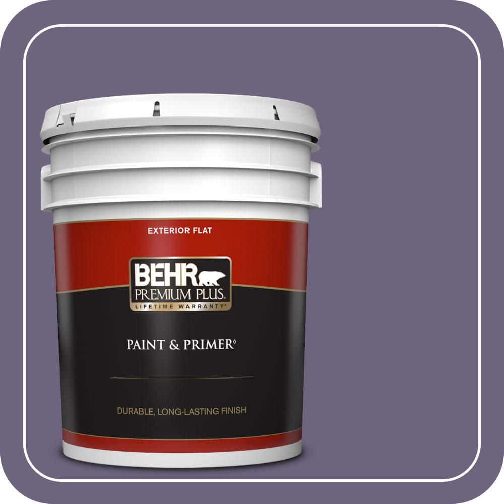 BEHR PREMIUM PLUS 5 gal. #650F-6 Victorian Iris Flat Exterior Paint & Primer