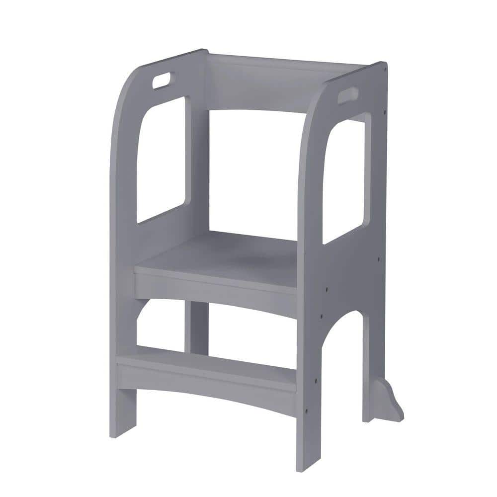 Miscool Avex Gray 2-Step 1.5 ft. Reach Height MDF Kids Standing Tower Step Stool with 50 lb. Load Capacity (1)