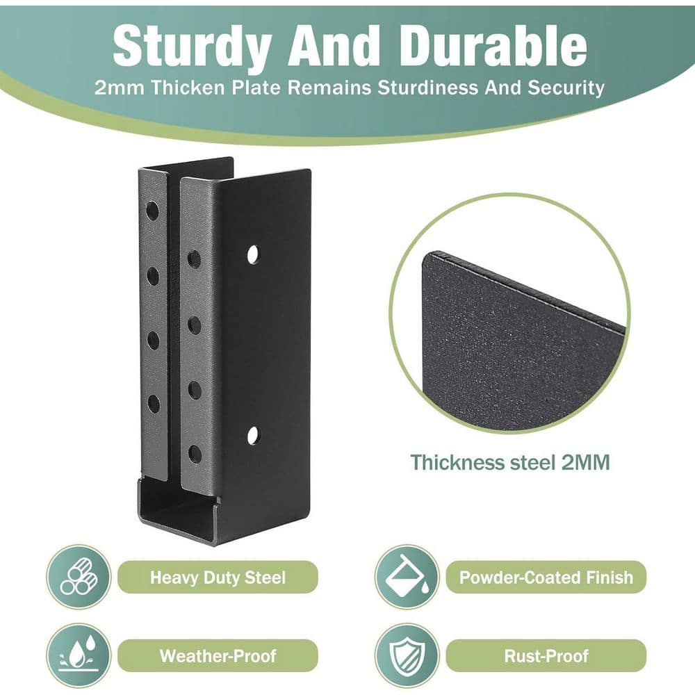 Afoxsos Concealed Joist Hanger 2x6 Q235B Steel Powder-Coated Framing Bracket with Railing Brackets 24 Pack Black (3)