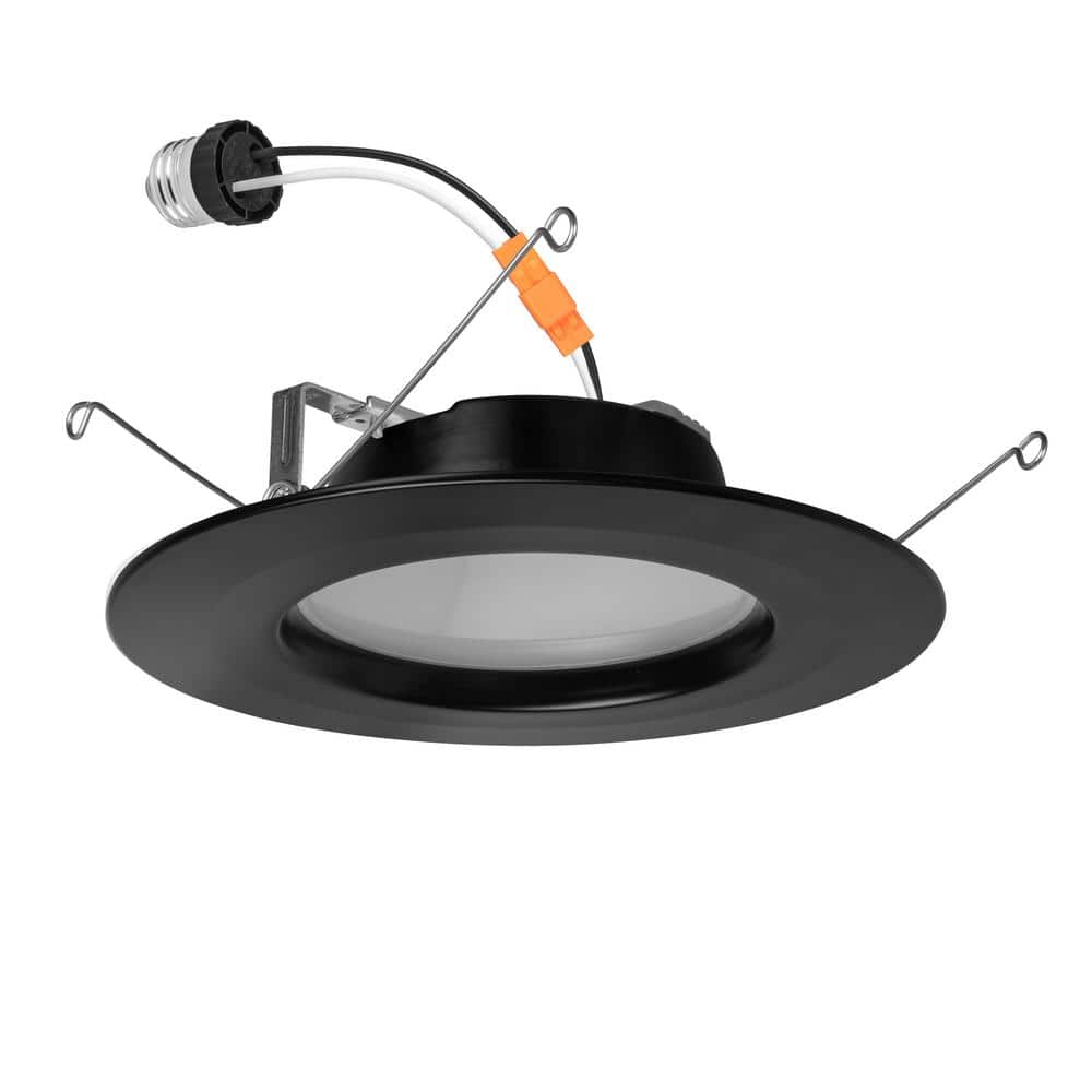 Commercial Electric 1-pack 5/6 in. Integrated LED Black Recessed Retrofit Light Trim with Selectable Color Temperature T20 (2)