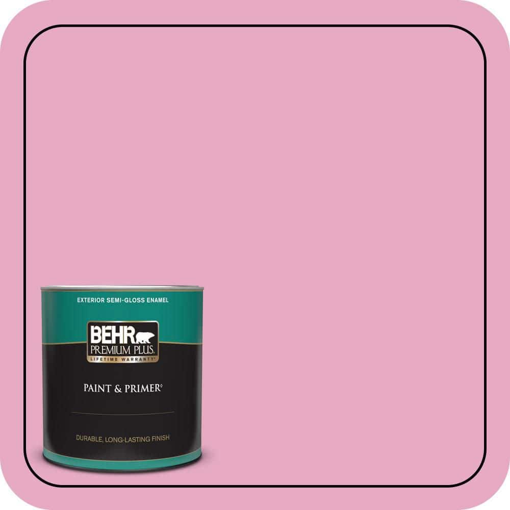 BEHR PREMIUM PLUS 1 qt. #P130-3 Little Princess Semi-Gloss Enamel Exterior Paint & Primer (1)