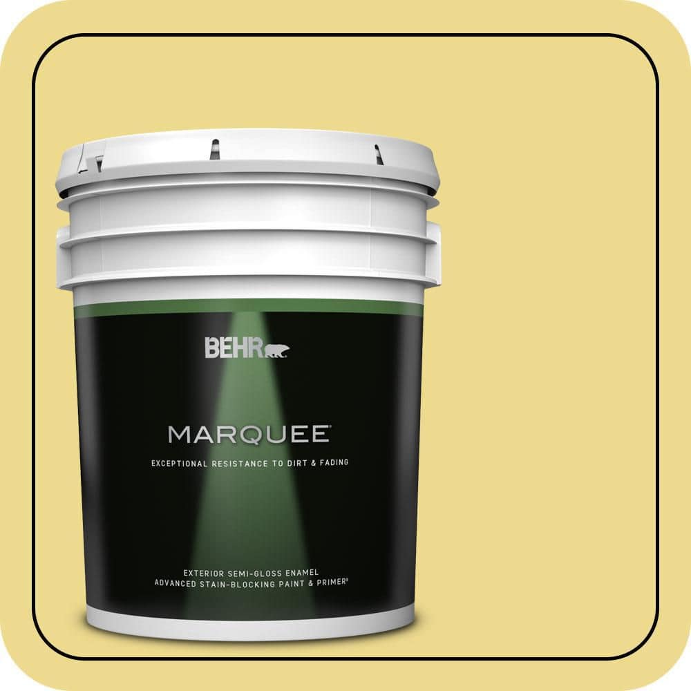 BEHR MARQUEE 5 gal. #P320-4 Pineapple Crush Semi-Gloss Enamel Exterior Paint & Primer