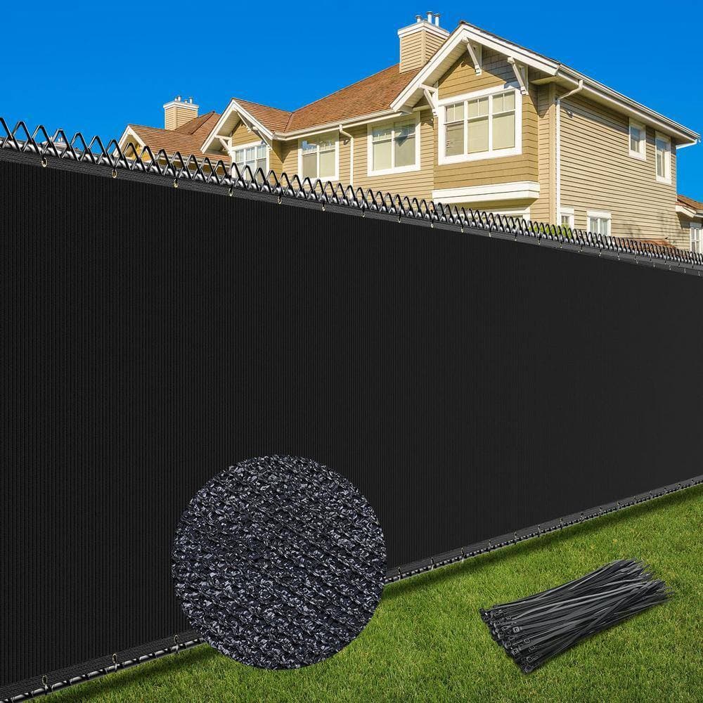 Justincity Black Plastic Mesh for Private Border Fencing 6 ft. x 50 ft. 170 GSM 90% Blockage (2)