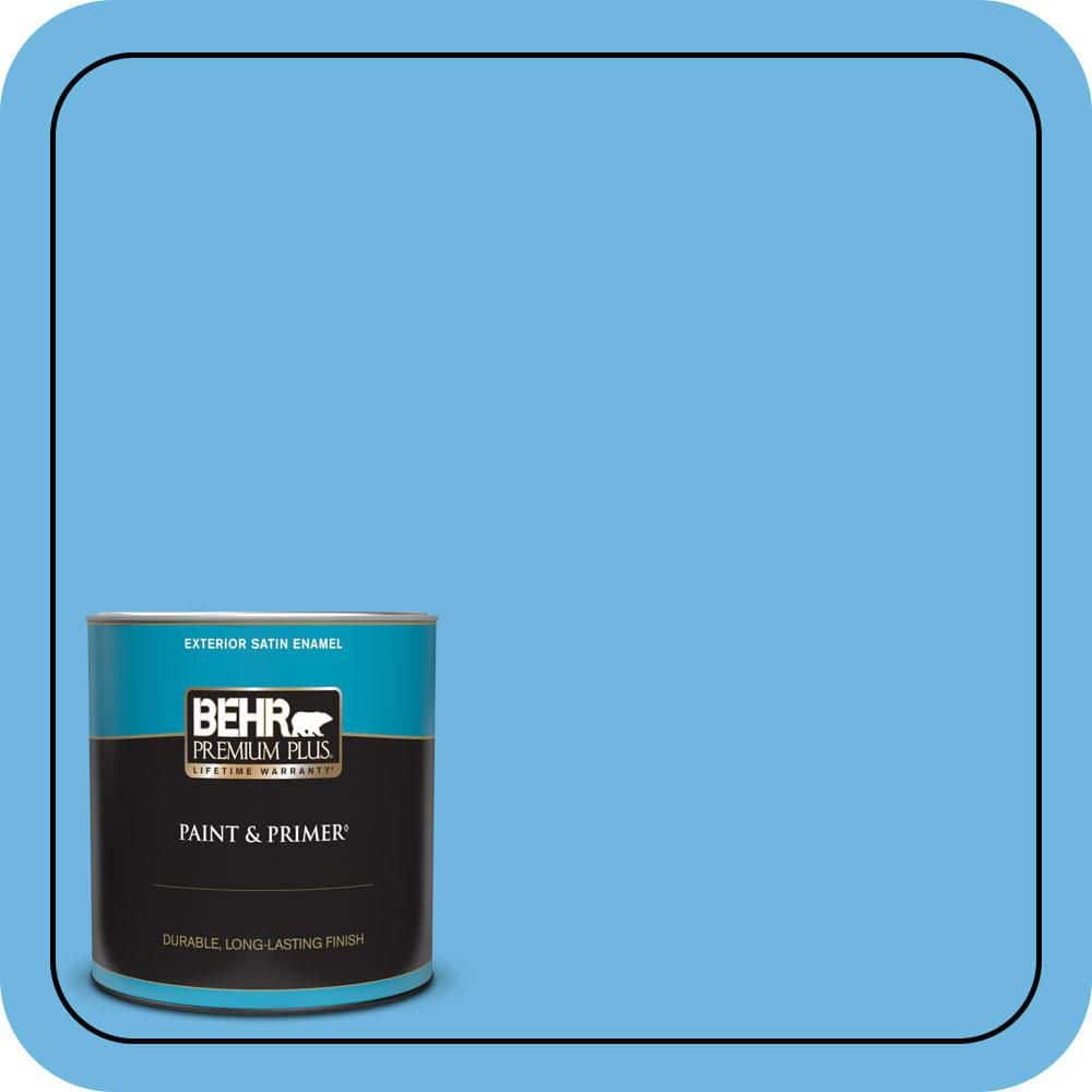 BEHR PREMIUM PLUS 1 qt. #P500-4 Life Force Satin Enamel Exterior Paint & Primer