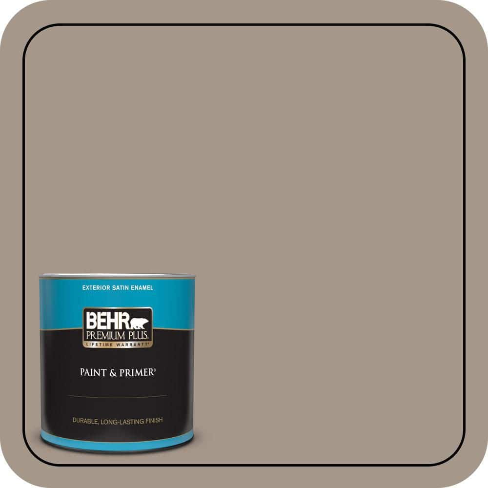 BEHR PREMIUM PLUS 1 qt. #N220-4 Shiitake Satin Enamel Exterior Paint & Primer (1)