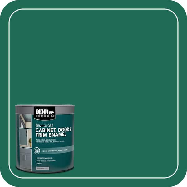 BEHR PREMIUM 1 qt. #P430-7 Sparkling Emerald Semi-Gloss Enamel Interior/Exterior Cabinet, Door & Trim Paint (2)