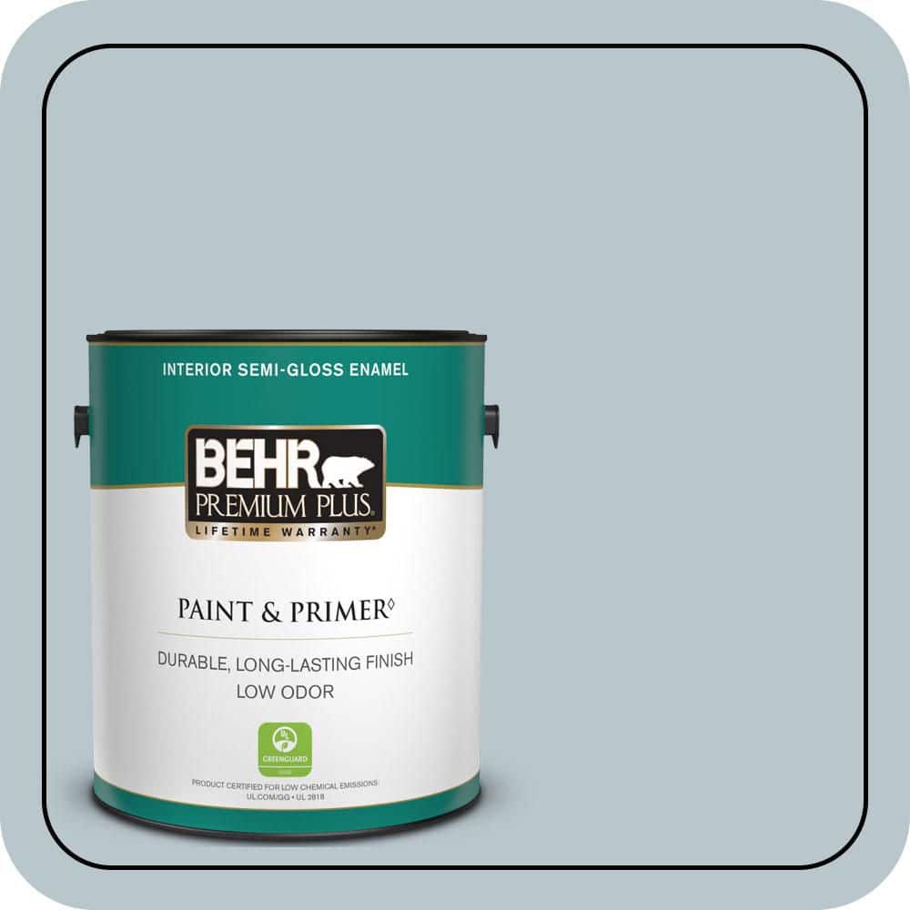 BEHR PREMIUM PLUS 1 gal. #N480-2 Flowing Breeze Semi-Gloss Enamel Low Odor Interior Paint & Primer