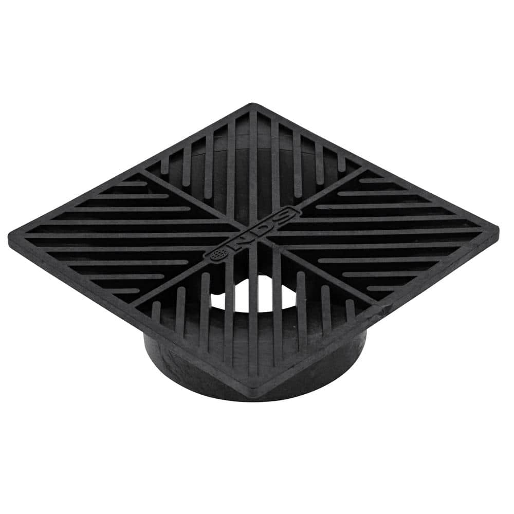 NDS 6 in. Plastic Square Drainage Grate Black