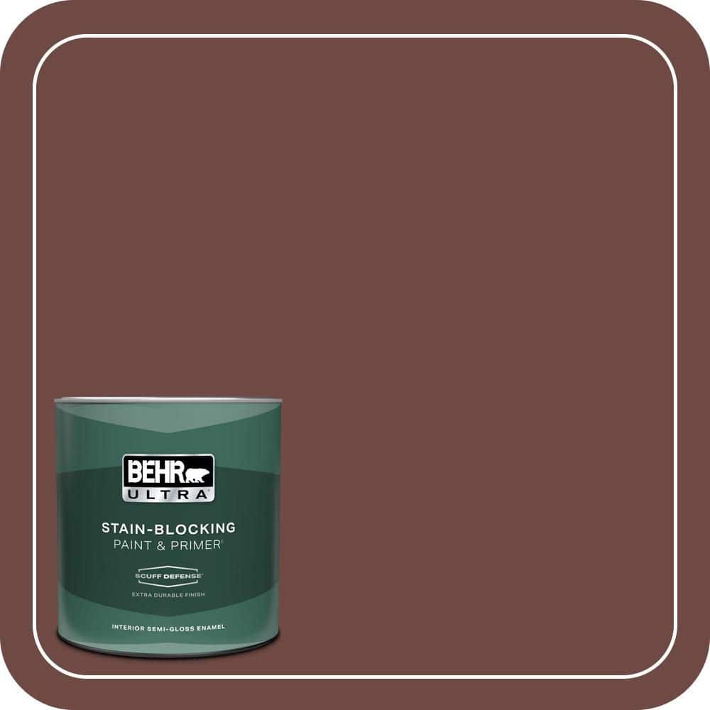 BEHR ULTRA 1 qt. #S-G-720 Fireside Extra Durable Semi-Gloss Enamel Interior Paint & Primer
