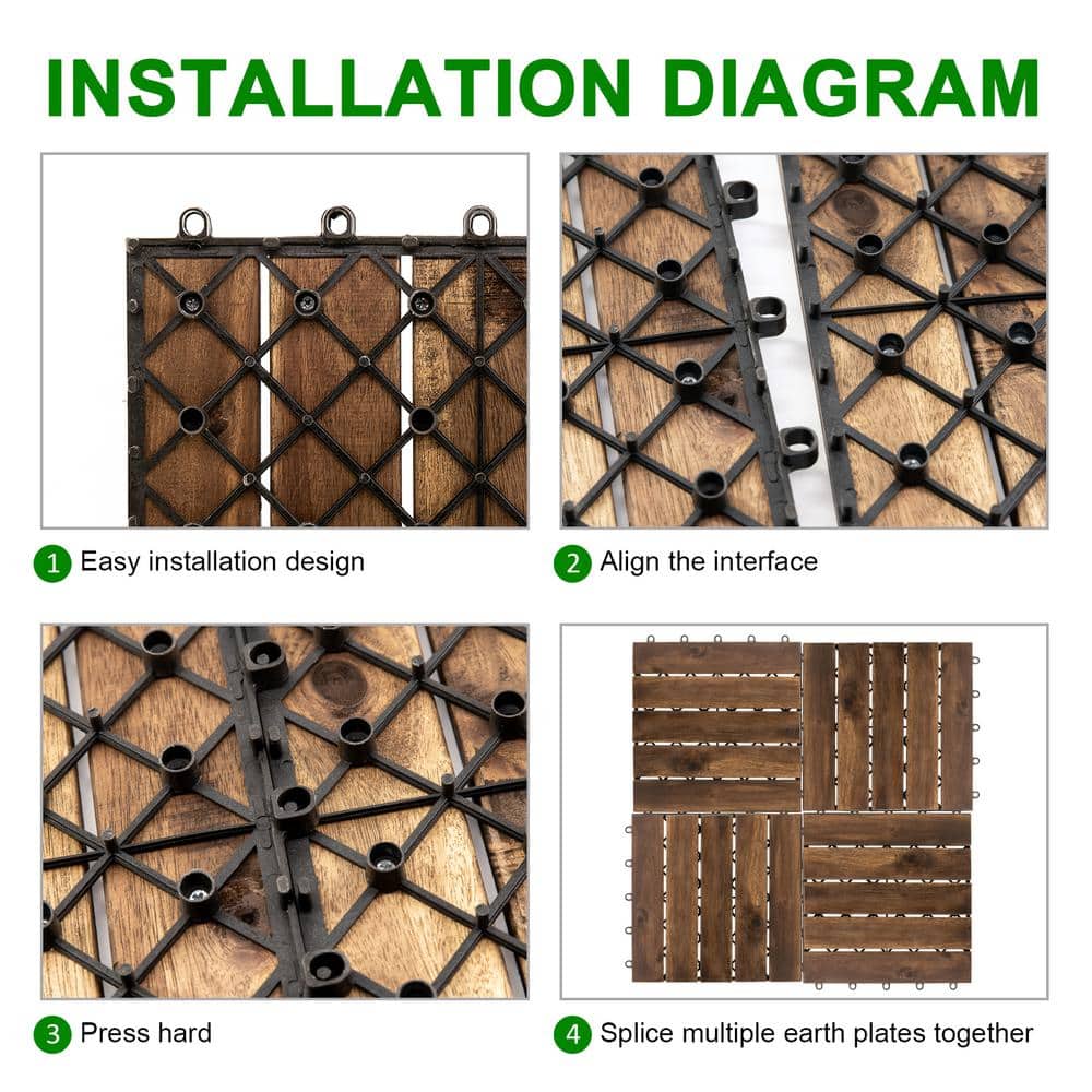 Pro Space 12 in. 12 in. Acacia Wood Interlocking Flooring Deck Tile,, 10-Pack Covering 10 sq. (4)