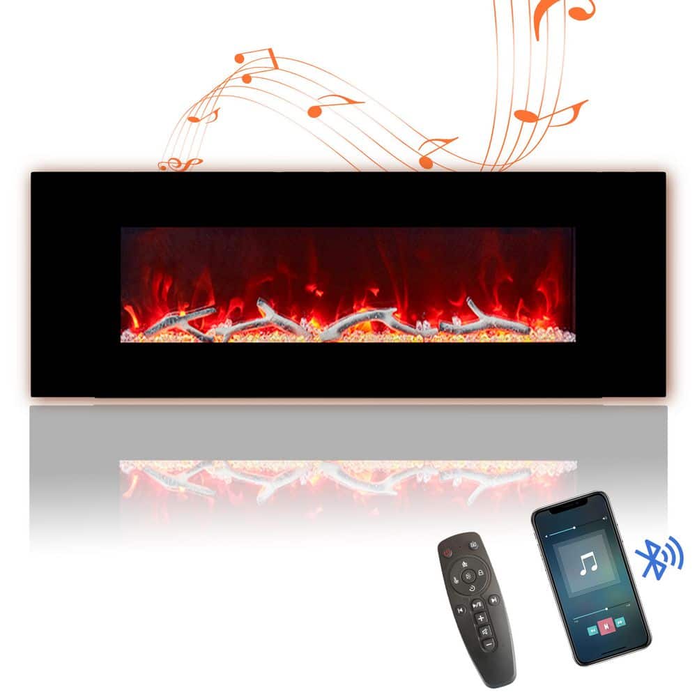Mondawe 5120 BTU 50 in. Wall-Mounted Electric Fireplace Insert with Double Overheat Protection & 2-Speaker Stereo Sound (1)