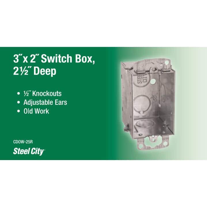 Steel City 3 in. Steel 12.5 cu. in. Switch and Outlet Box (CDOW-25R) (3)