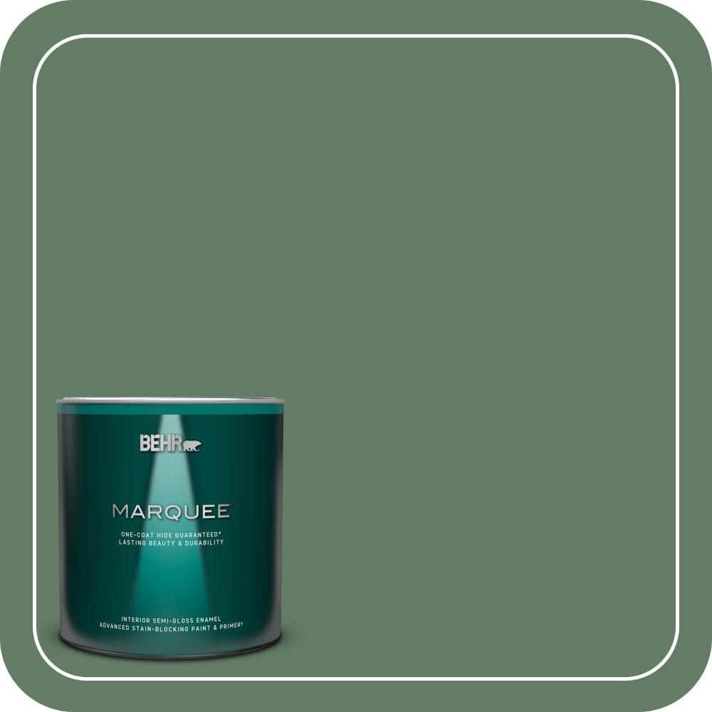 BEHR MARQUEE 1 qt. #S410-6 Greener Pastures One-Coat Hide Semi-Gloss Enamel Interior Paint & Primer