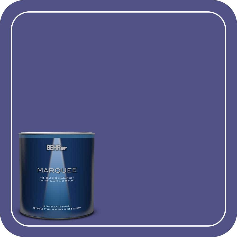 BEHR MARQUEE 1 qt. #P550-7 Purple Prince One-Coat Hide Satin Enamel Interior Paint & Primer (1)