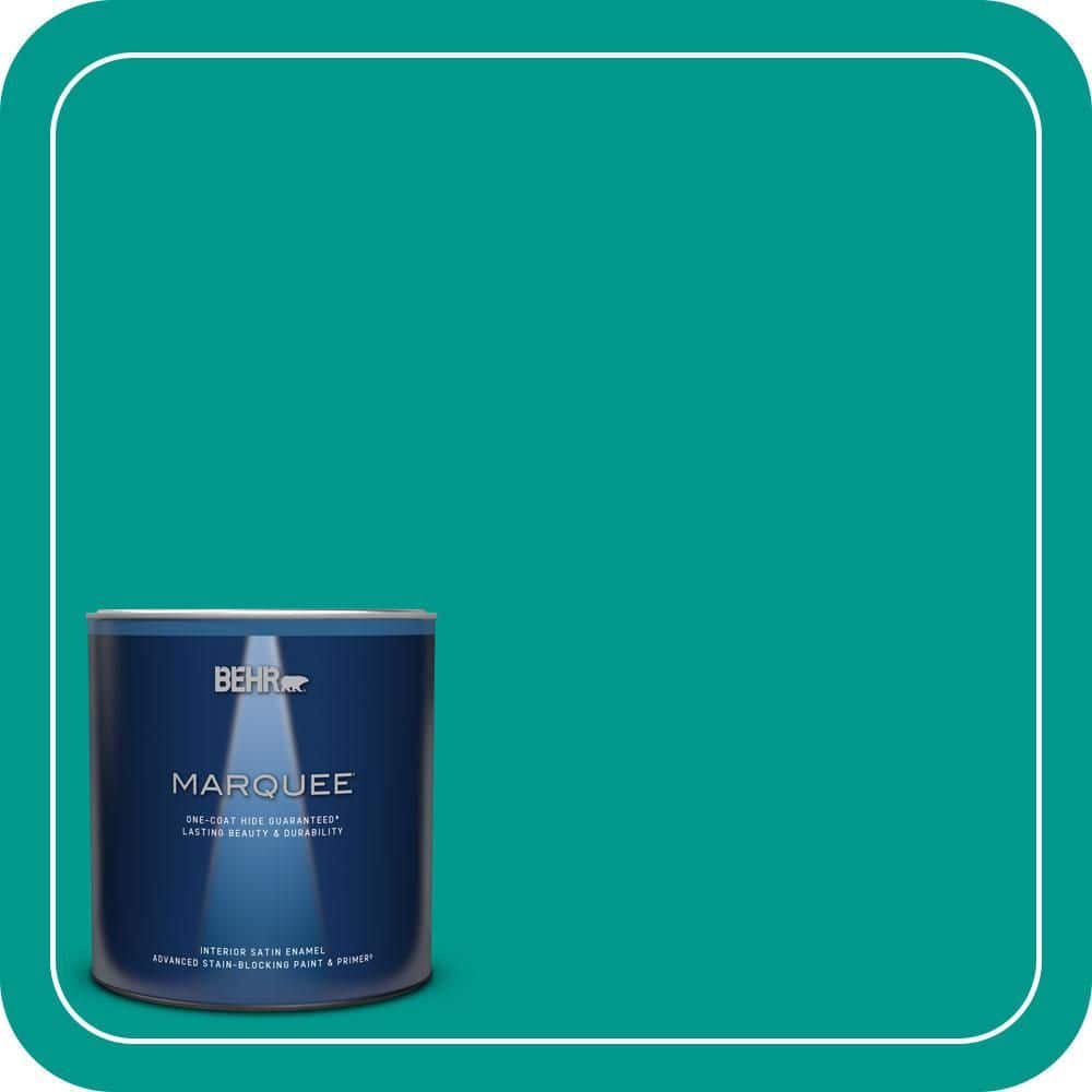 BEHR MARQUEE 1 qt. #S-G-490 Intense Teal Satin Enamel Interior Paint & Primer (1)