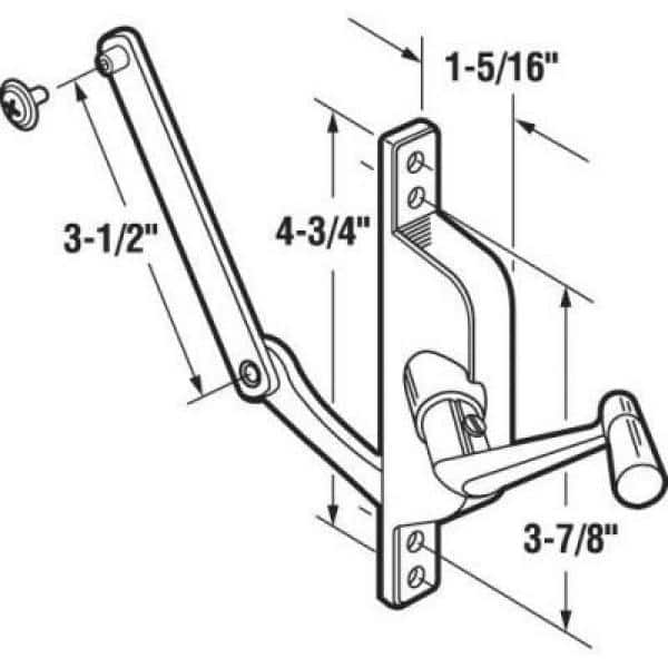 Prime-Line Jalousie Operator, 3-1/2 in. Link, Aluminum, Crank Handle, 1 per pack. (2)