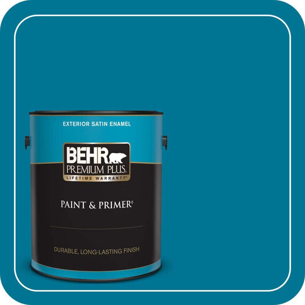 BEHR PREMIUM PLUS 1 gal. #S-G-520 Blue Luxury Satin Enamel Exterior Paint & Primer
