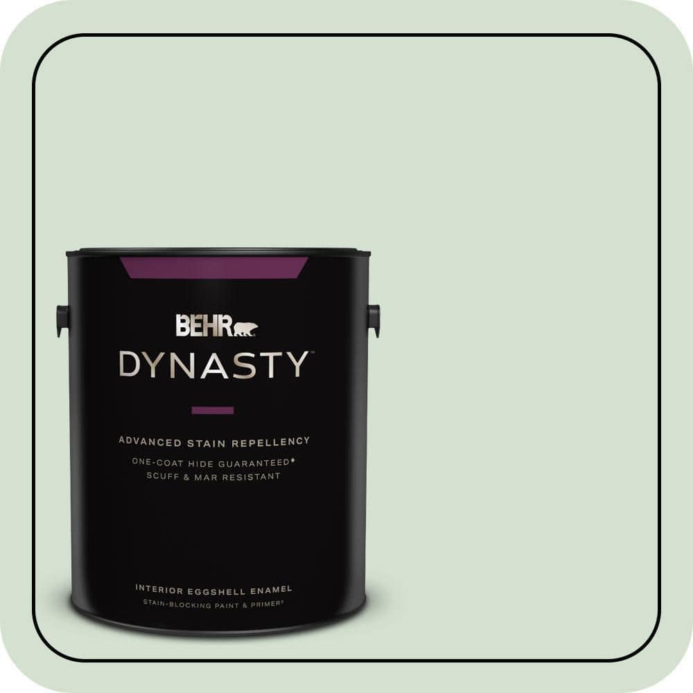 BEHR DYNASTY 1 gal. #S400-2 Comforting Green Eggshell Enamel Interior Stain-Blocking Paint & Primer