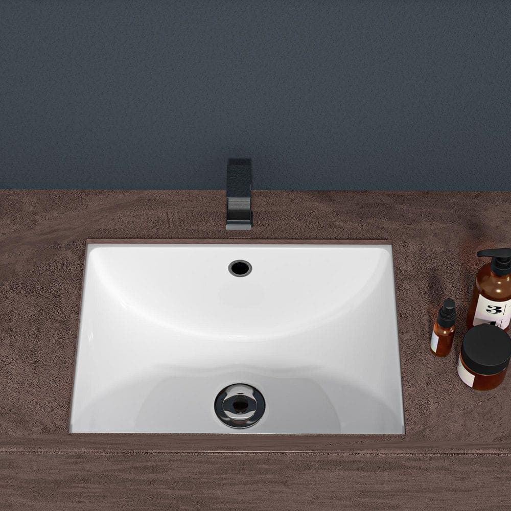 Coporesell 18.5 in. Undermount Rectangular Bathroom Sink with Overflow in White Ceramic (2)