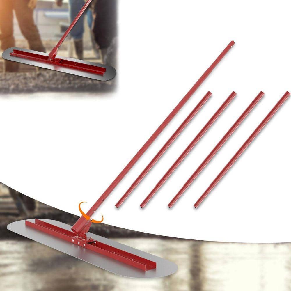 KIWDZFU 48 in. x 12 in. Concrete Float Tool Kit w/ Stainless Steel Handle for Finishing Round End Trowel and Adjustable Bracket