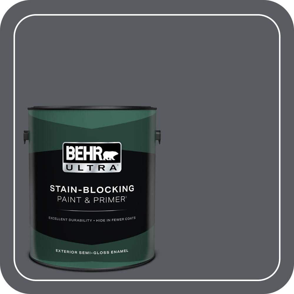BEHR ULTRA 1 gal. #PPU18-02 Pencil Point Semi-Gloss Enamel Exterior Paint & Primer