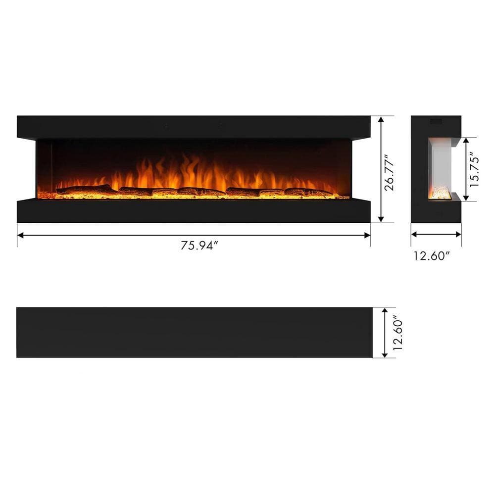 Prismaster ...keeps your home stylish 3-Sided 76 in. Recessed and Wall-Mount Electric Fireplace Insert, Decoration for Living Room with 3-Flame Colors, Remote (3)