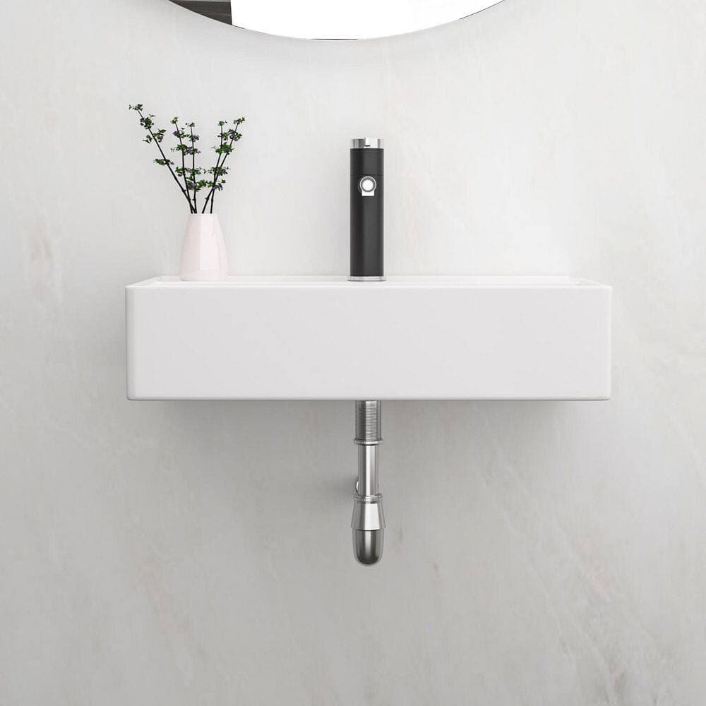 Dueyeeri 5 in. Ceramic Wall-Mounted Rectangular Bathroom Sink in White (3)