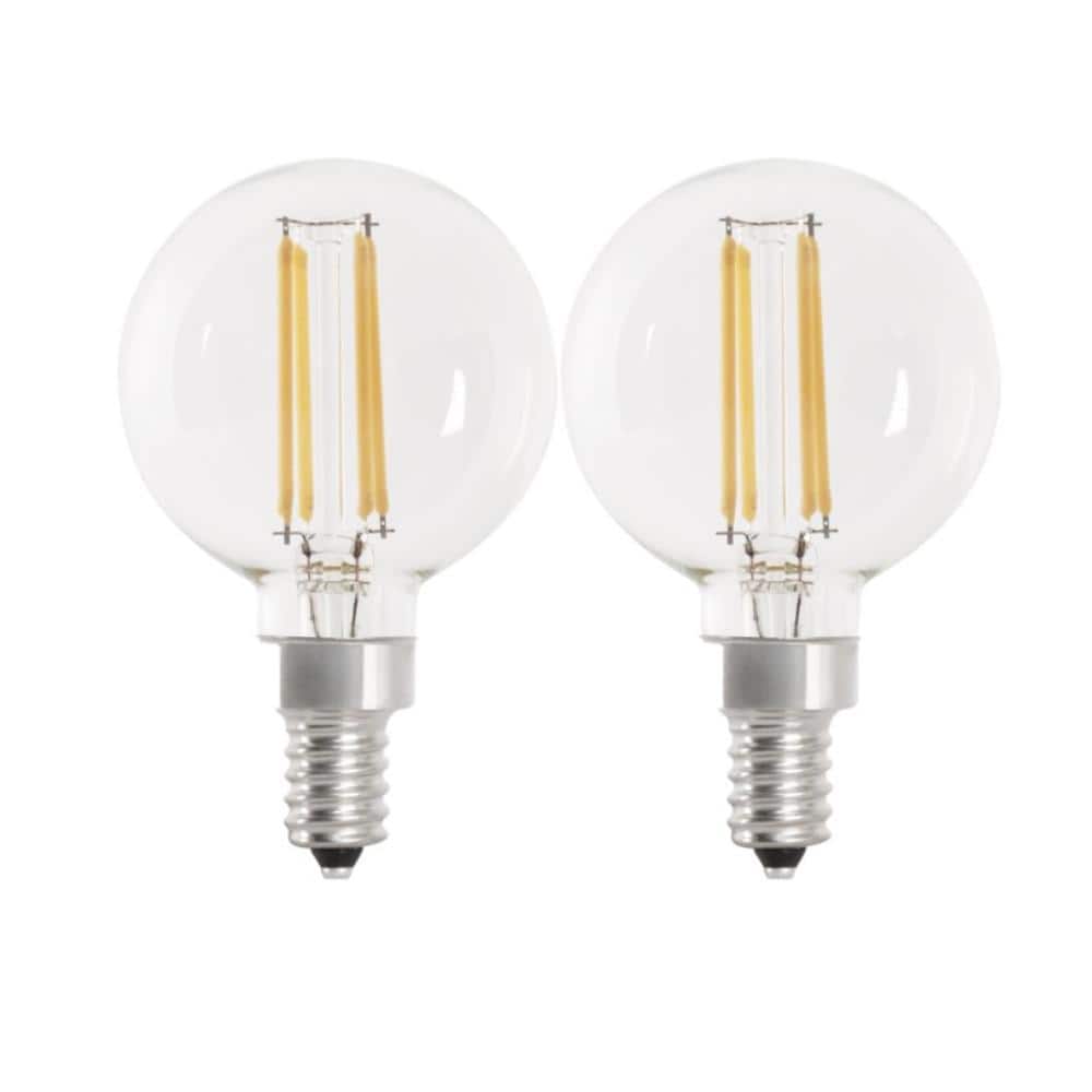 Feit Electric 40-Watt Equivalent G16.5 Globe Dimmable Filament Clear CEC Title 20 E12 LED Vintage Edison LIght Bulb, Daylight (2-Pack) (2)