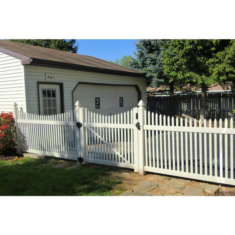 Weatherables Barrington 3 ft. H x 8 ft. W White Vinyl Picket Fence Panel Kit (2)