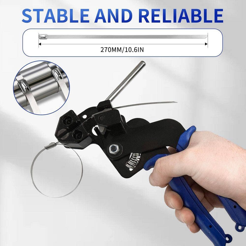 Laybus 1 in. x 0.9 ft Heavy Steel Cable Tie Tool,  Metal Tie Wrap Gun Kit with 100Pcs Self-Locking Metal Steel Zip Ties (2)