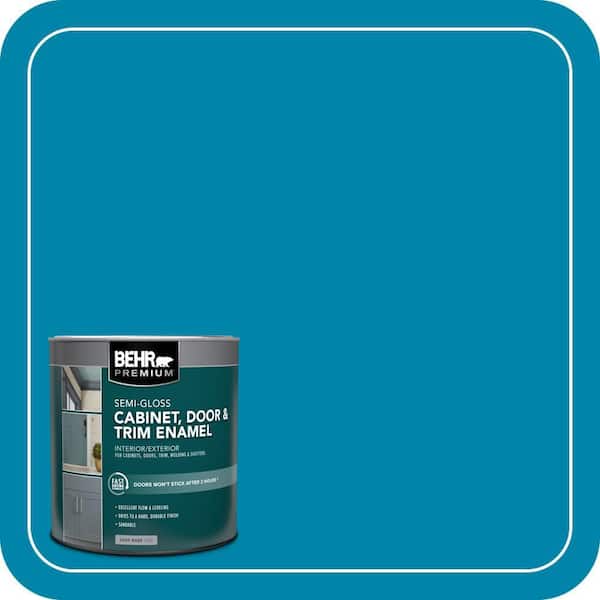 BEHR PREMIUM 1 qt. #MQ4-53 Tibetan Turquoise Semi-Gloss Enamel Interior/Exterior Cabinet, Door & Trim Paint (2)