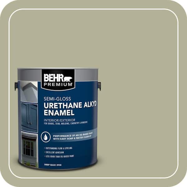BEHR PREMIUM 1 gal. #PPU9-20 Dill Seed Urethane Alkyd Semi-Gloss Enamel Interior/Exterior Paint (2)