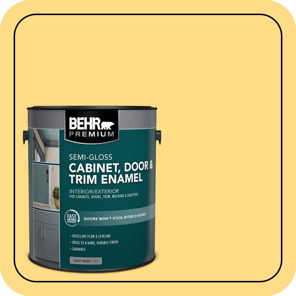 BEHR PREMIUM 1 gal. #340B-5 Yellow Brick Road Semi-Gloss Enamel Interior/Exterior Cabinet, Door & Trim Paint