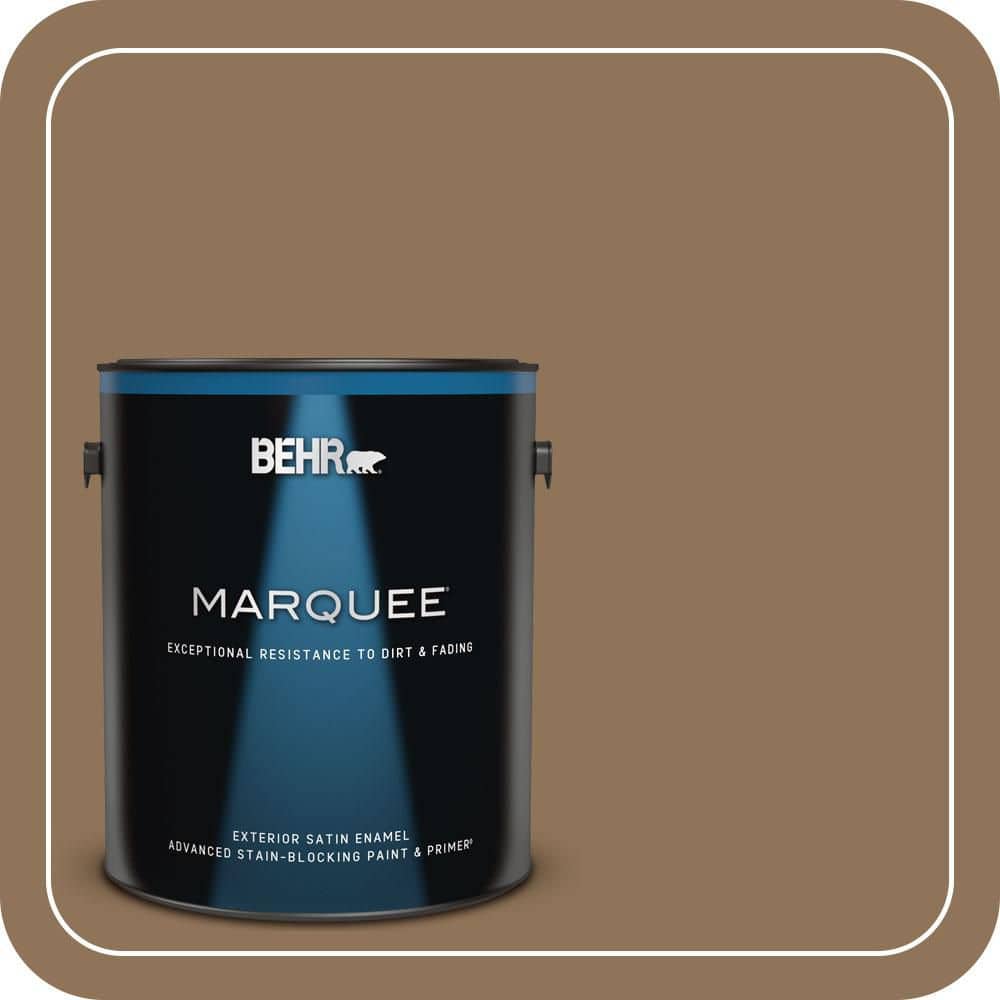 BEHR MARQUEE 1 gal. #N270-7 Library Oak Satin Enamel Exterior Paint & Primer