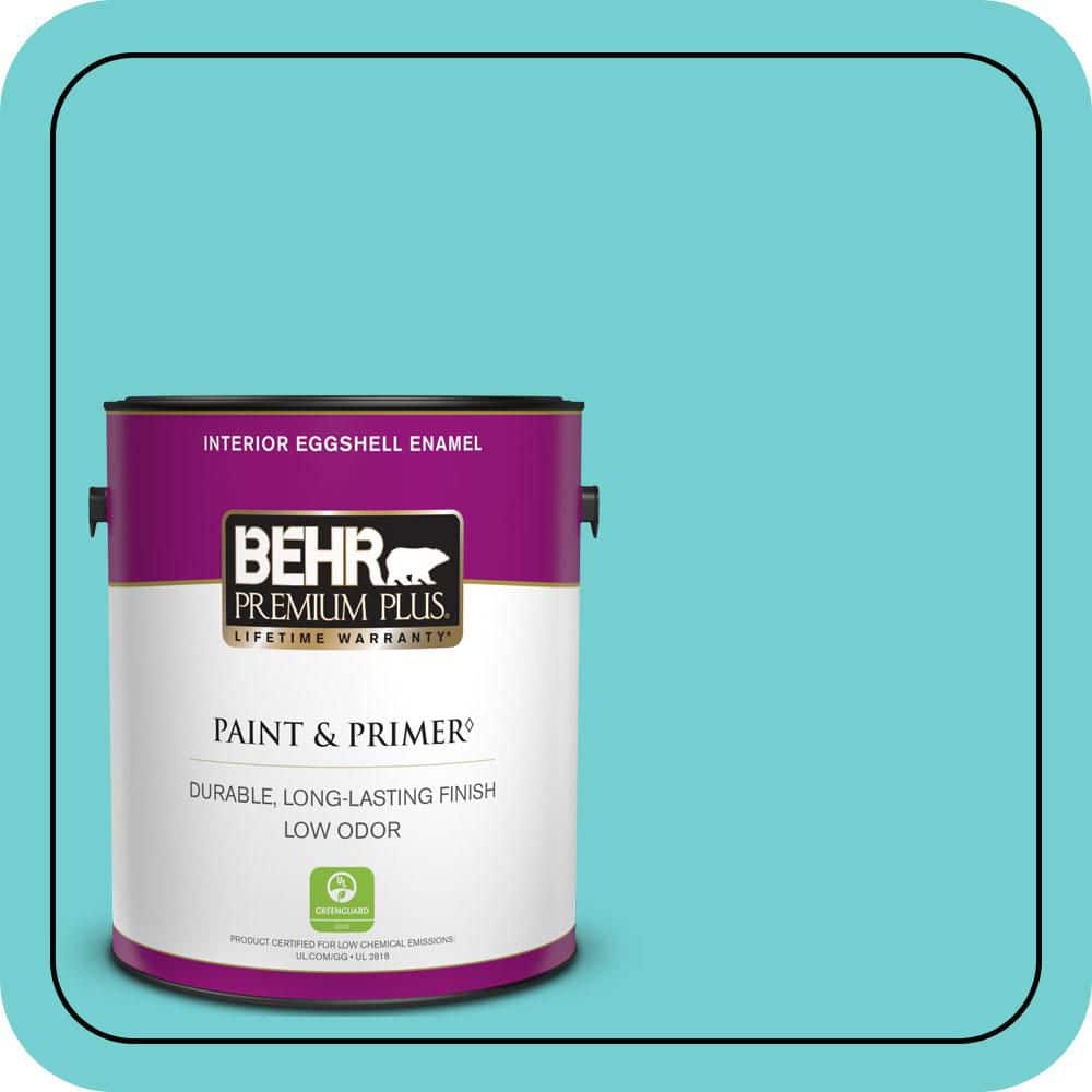 BEHR PREMIUM PLUS 1 gal. #P460-3 Soft Turquoise Eggshell Enamel Low Odor Interior Paint & Primer (1)