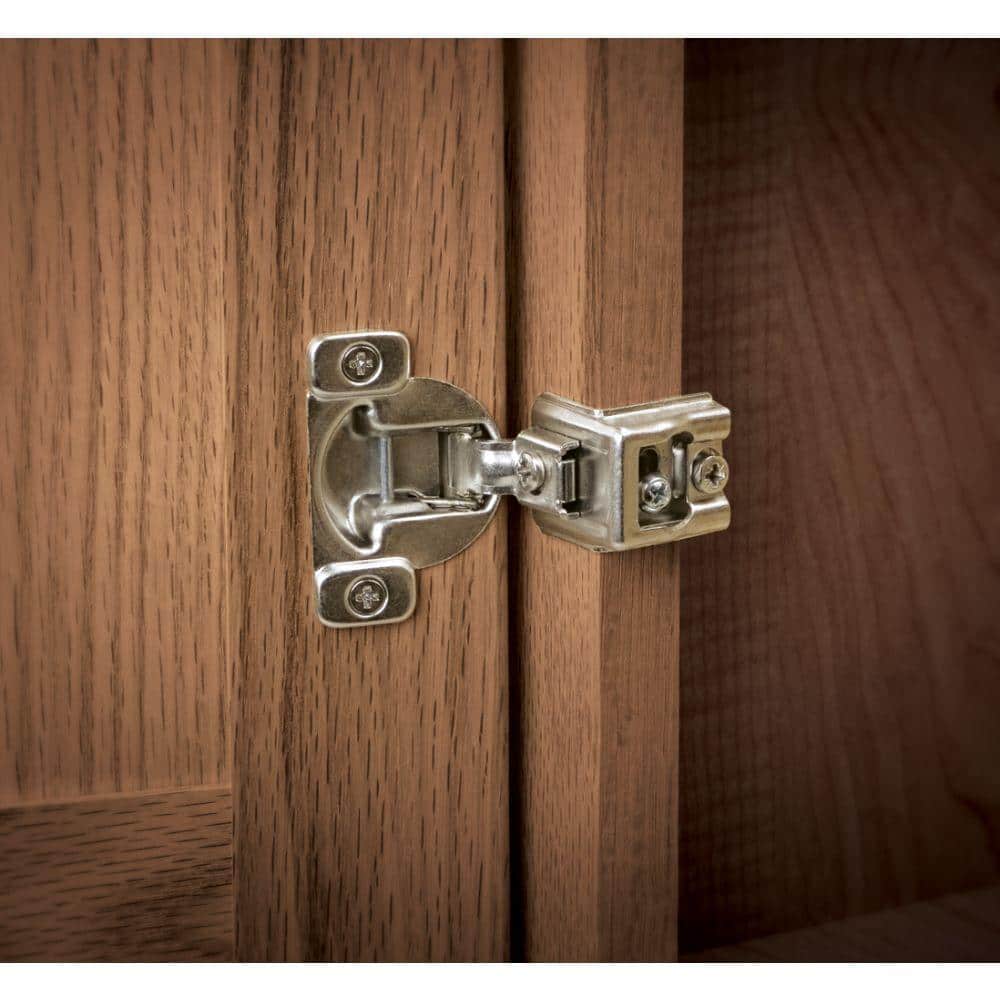 Everbilt 1 Pair Face Frame 35 mm 105-Degree 1-1/4 in. Overlay Nickel Cabinet Hinge (2 Pieces) (2)