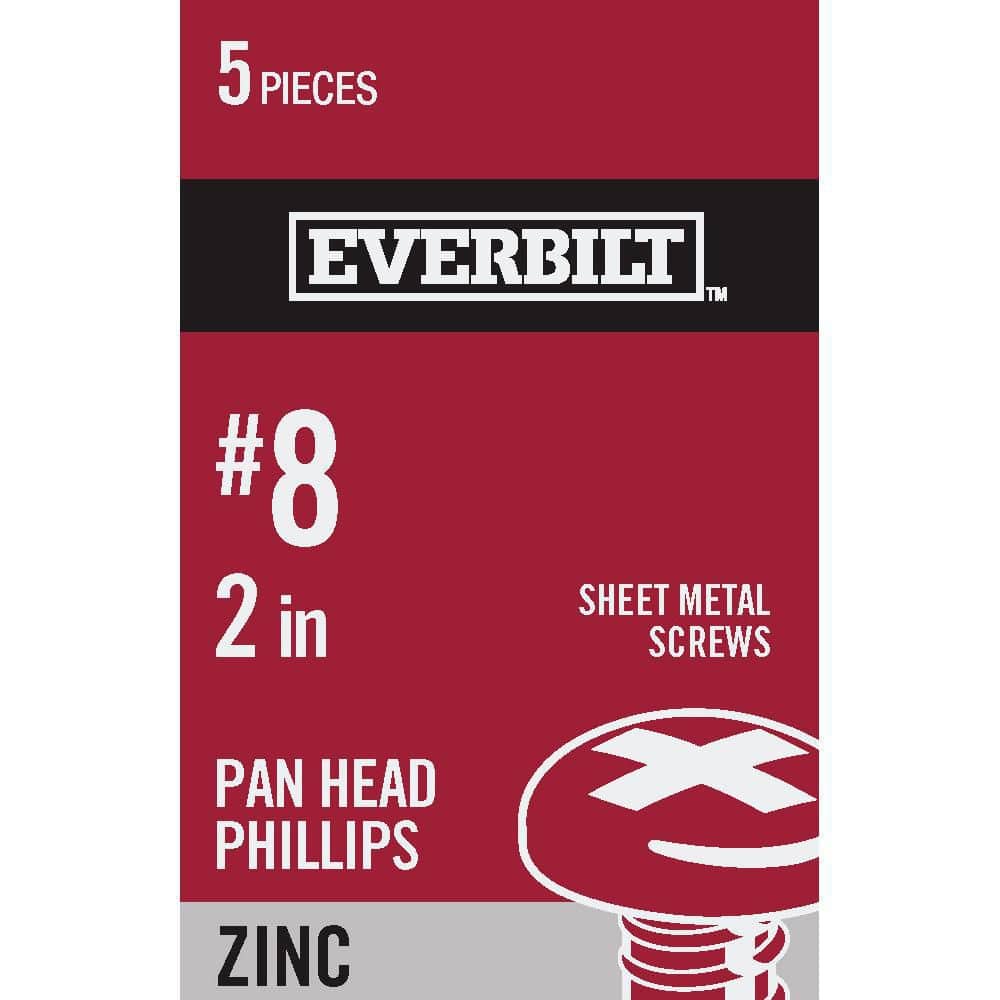 Everbilt #8 x 2 in. Phillips Pan-Head Sheet Metal Screws (5-Piece per Pack) (1)