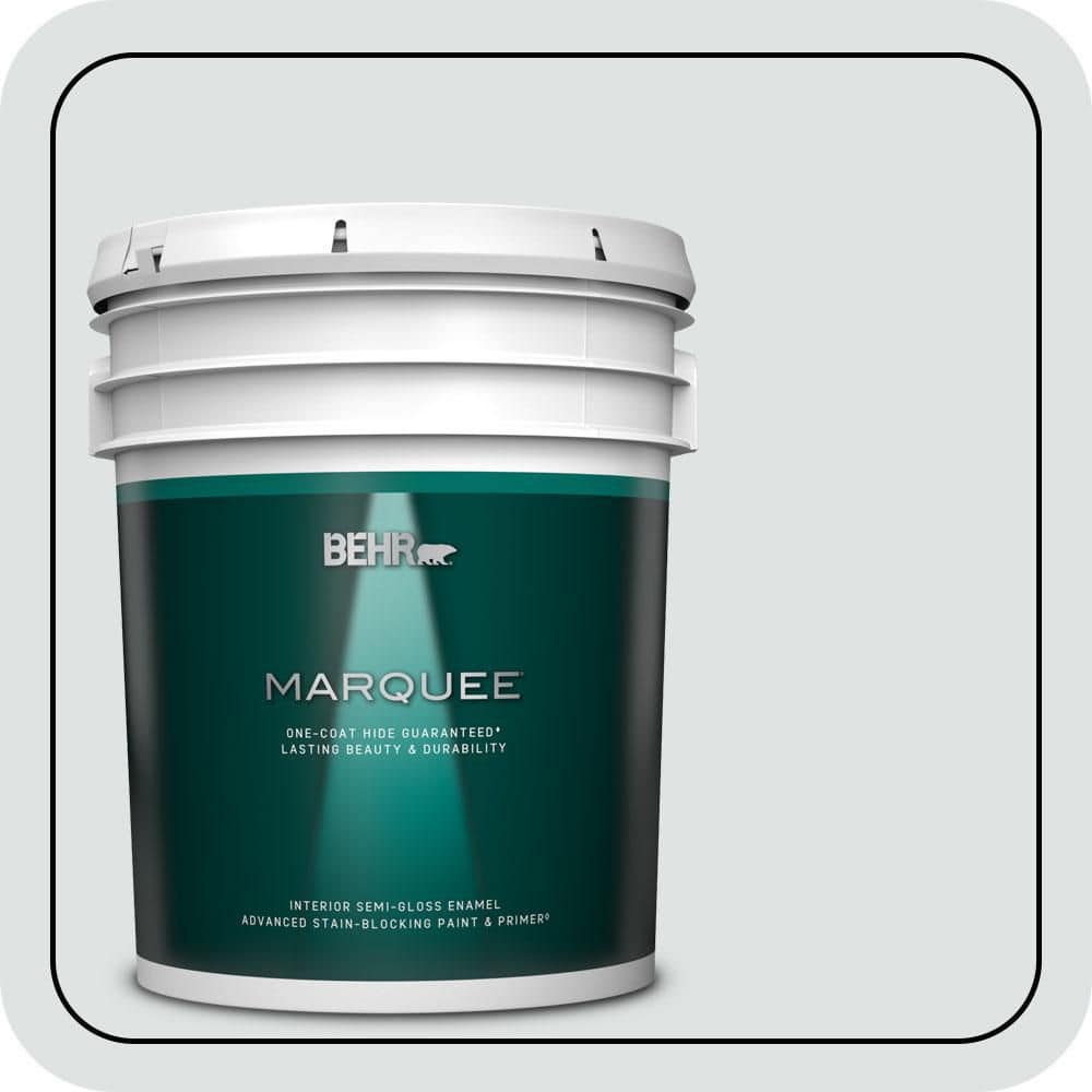 BEHR MARQUEE 5 gal. #W-F-520 Ash White Semi-Gloss Enamel Interior Paint & Primer