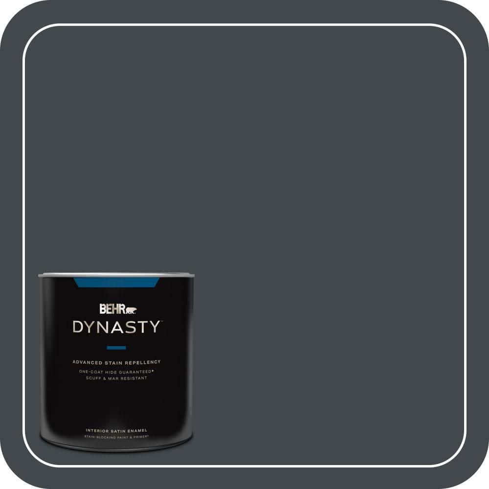 BEHR DYNASTY 1 qt. #PPU24-23 Little Black Dress Satin Enamel Interior Stain-Blocking Paint and Primer