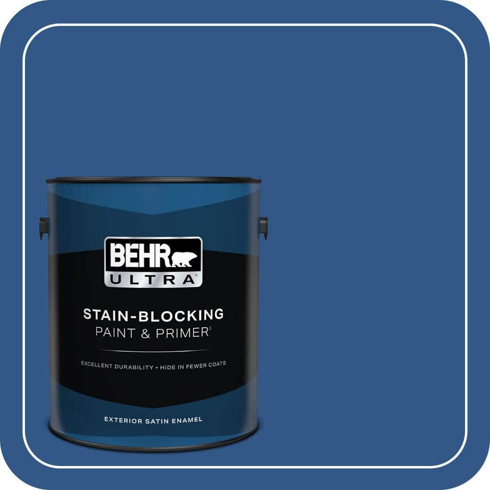 BEHR ULTRA 1 gal. #590B-7 Award Blue Satin Enamel Exterior Paint & Primer