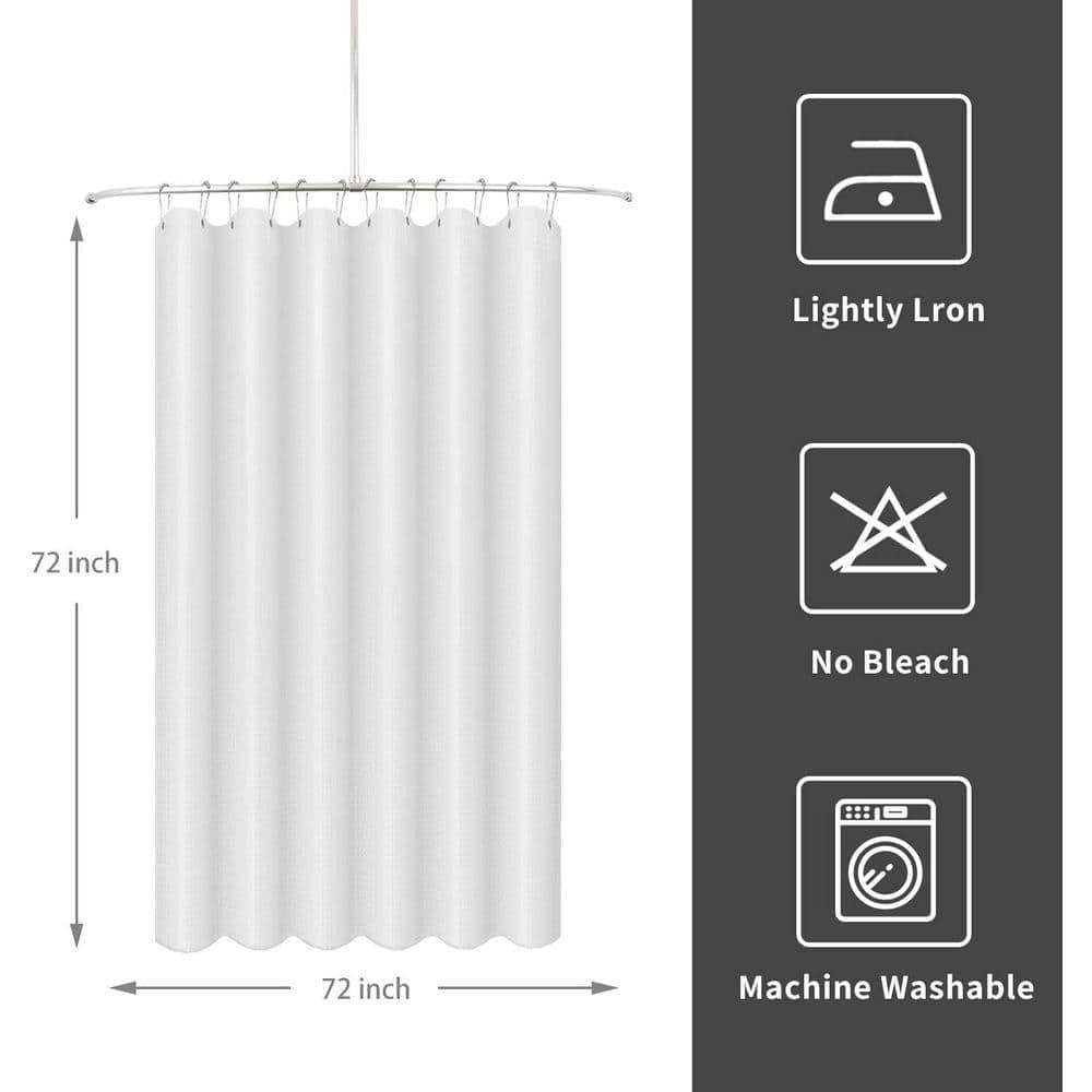 Unbranded Waffle Textured Shower Curtain 72x72 Heavy Duty Fabric with Magnets and 12 Rust-Proof Hooks in White (3)