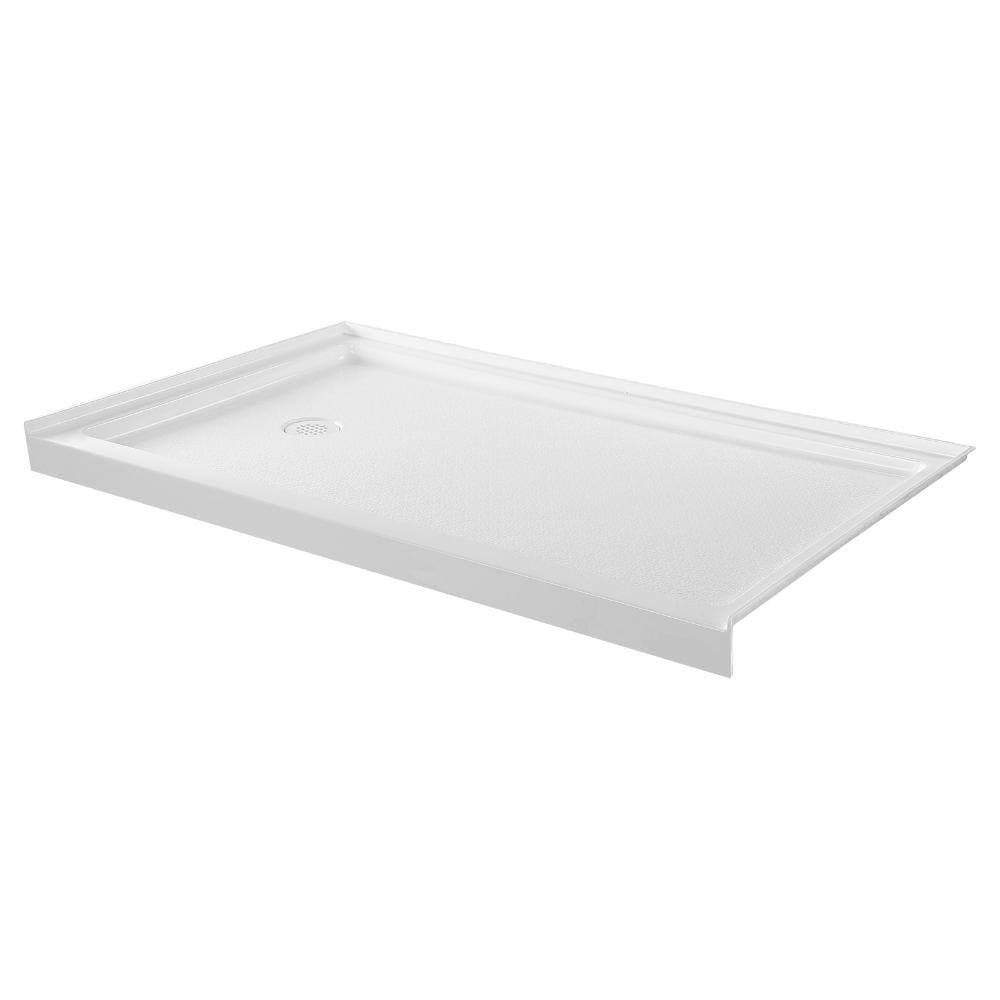 HONGGE 60 in. x 36 in. Single Threshold Shower Pan, Rectangle Acrylic Shower Base with Left Drain, Slip-Resistant White (2)