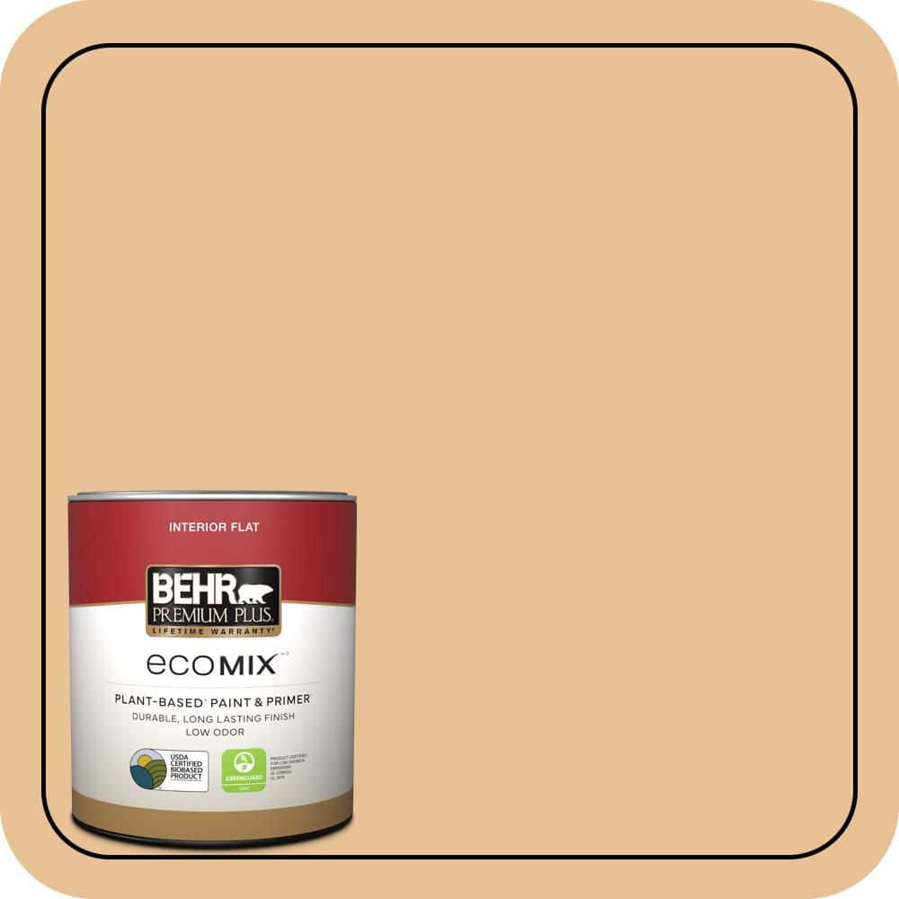 BEHR PREMIUM PLUS 1 qt. #M250-3 Apple Turnover Flat EcoMix Plant-Based Interior Paint & Primer (1)