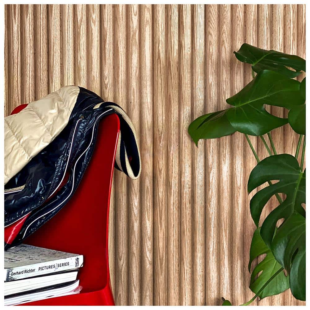 Timeline Wood 1 in x 5.5 in x 72 in. 11.00 sq ft. Fluted Unfinished Oak Round Slat Wood Wall Panels (4-Pk)