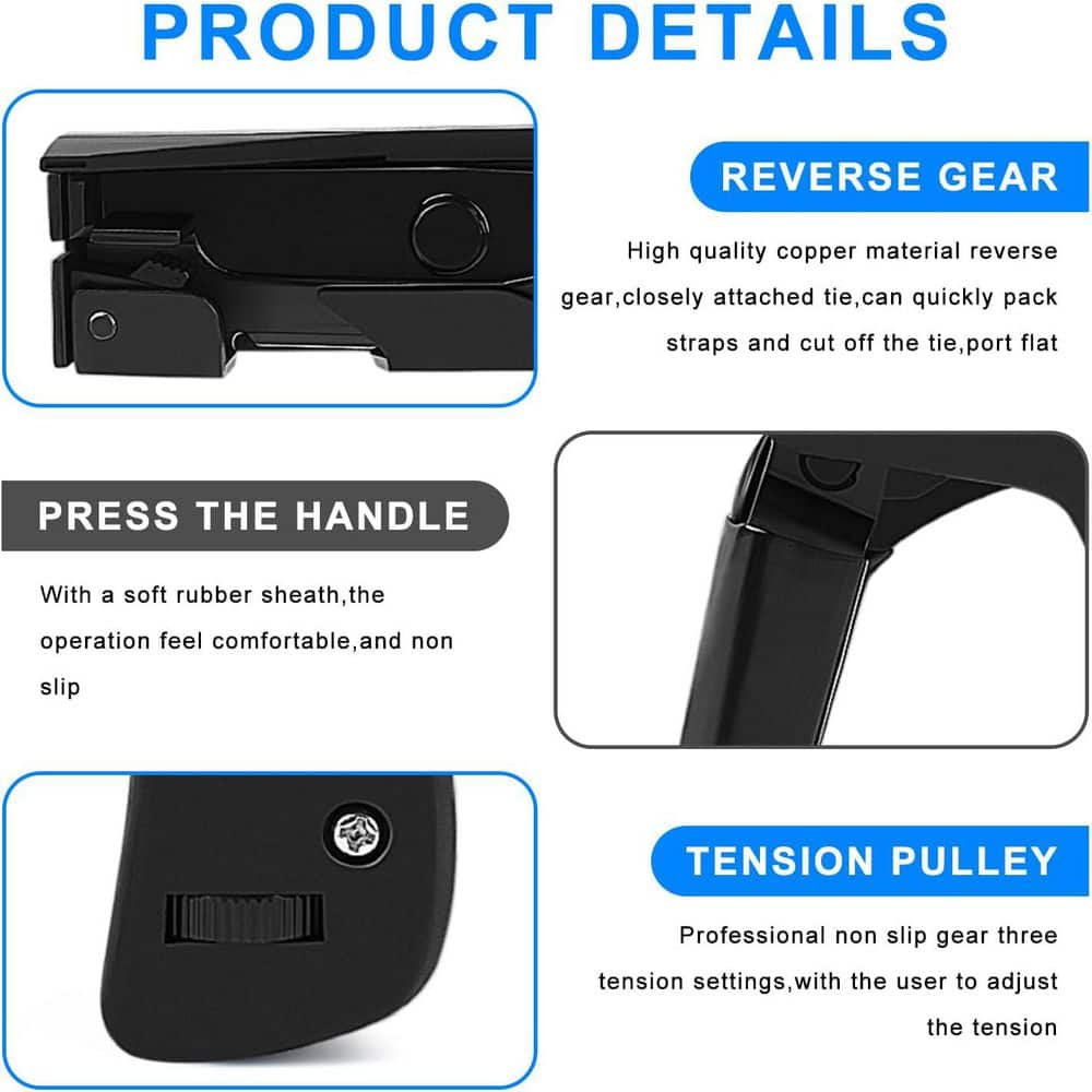 Unbranded Steel Handle Cable Tie Gun Tool for Nylon Zip Tie Fastening with Flush Cutting for Electrical Wire (1-Pack) (3)